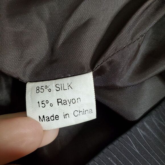 Silk Box Asian Petal Jacket Size 2 Full Zip Silk Blend Brown Form Fit Womens - Picture 11 of 12